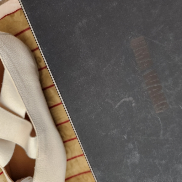 Uma Wang NWT Pointed Ballet Flats Off White Calf Leather Crisscross Pointed Toe - Picture 10 of 11